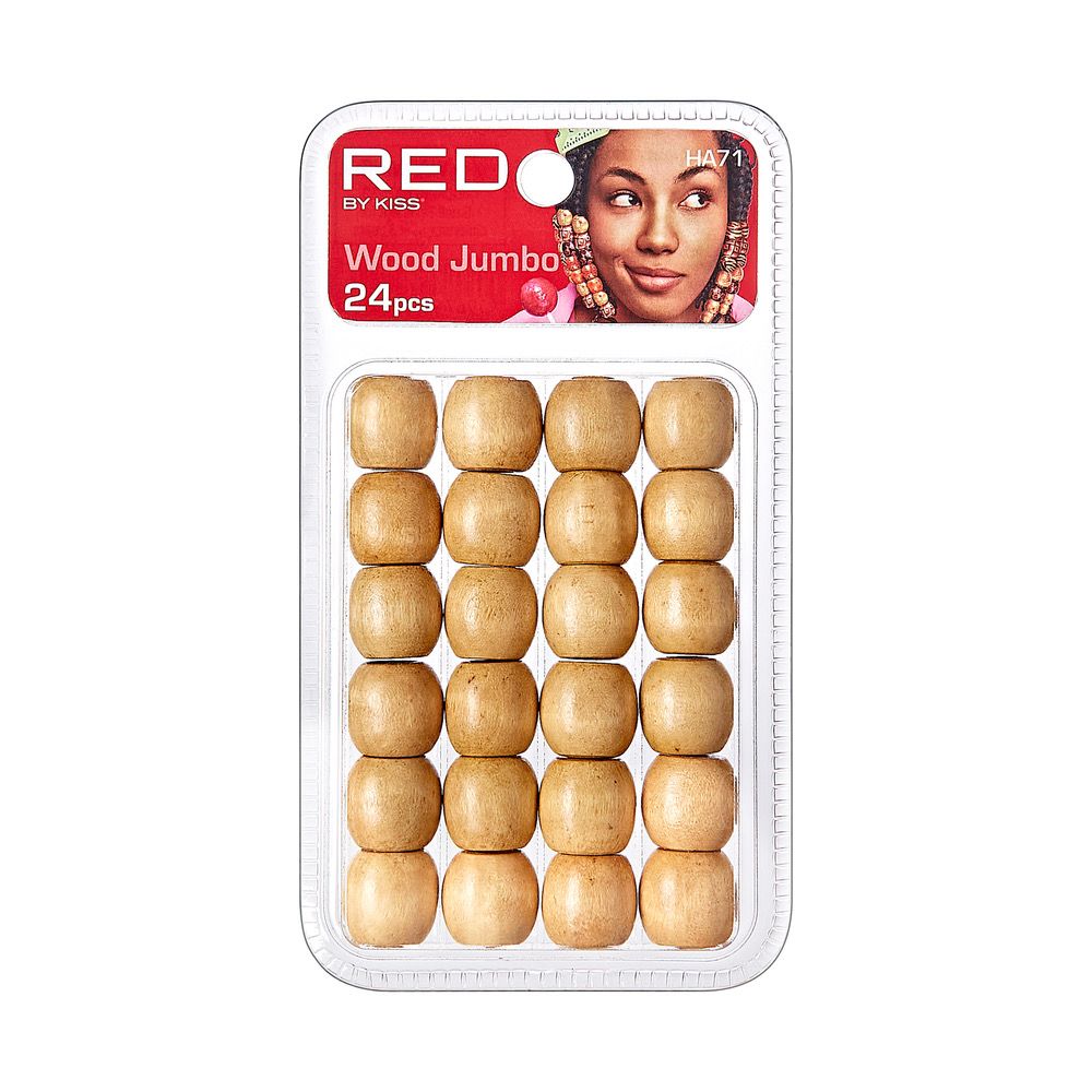 RED JUMBO WOOD BEADS 24pcs.