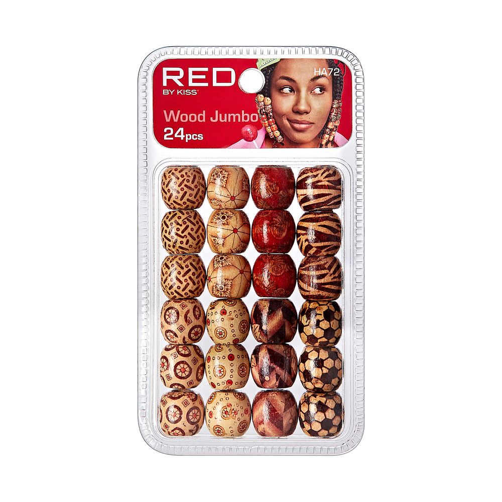 RED JUMBO WOOD BEADS 24pcs