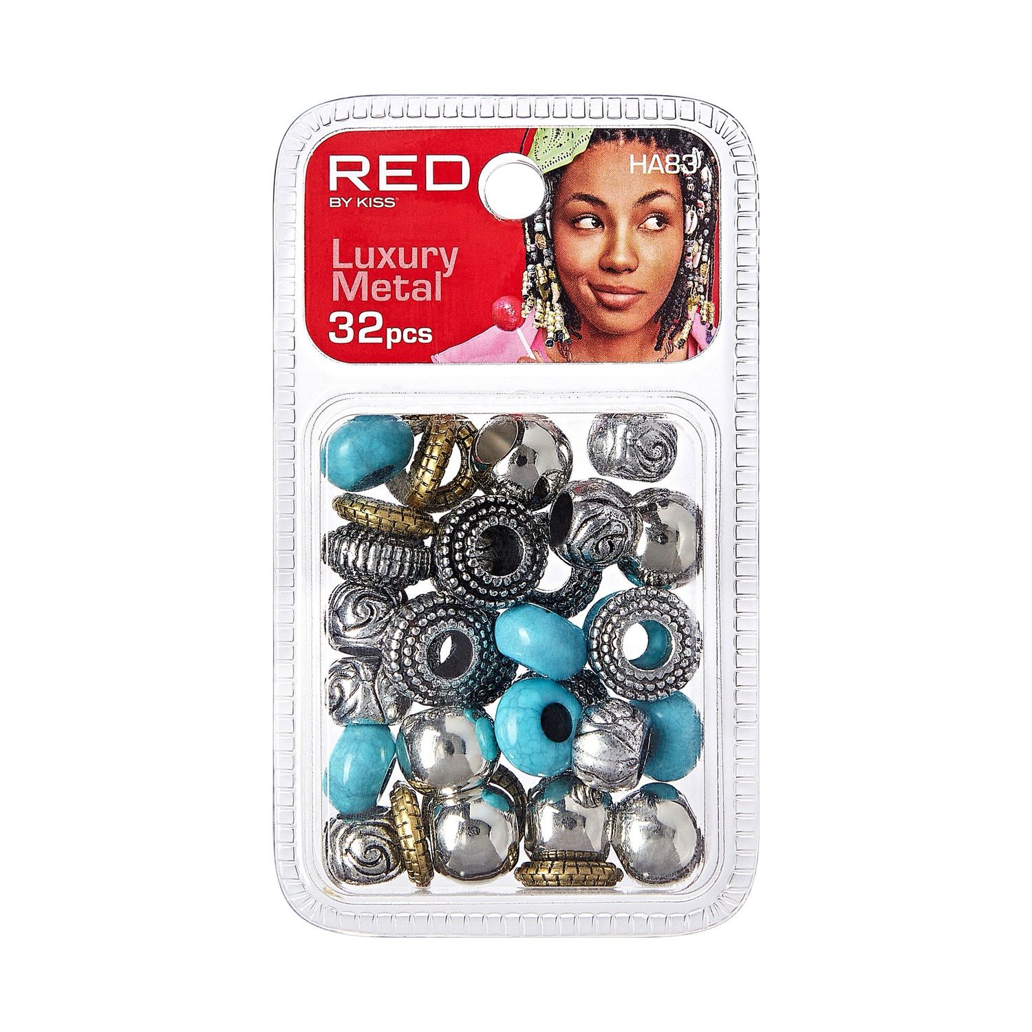 RED LUXURY METAL BEAD 32pcs