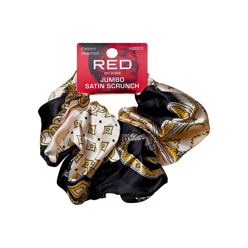 RED JUMBO SATIN SCRUNCH 1pc PATTERN ASSORTED