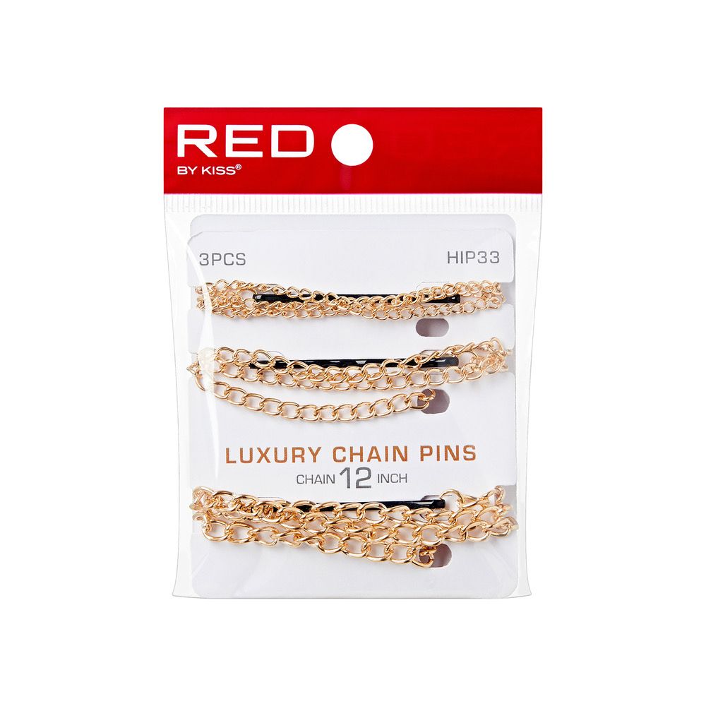 RED RHINESTONE CHAIN HAIR PIN 3pcs