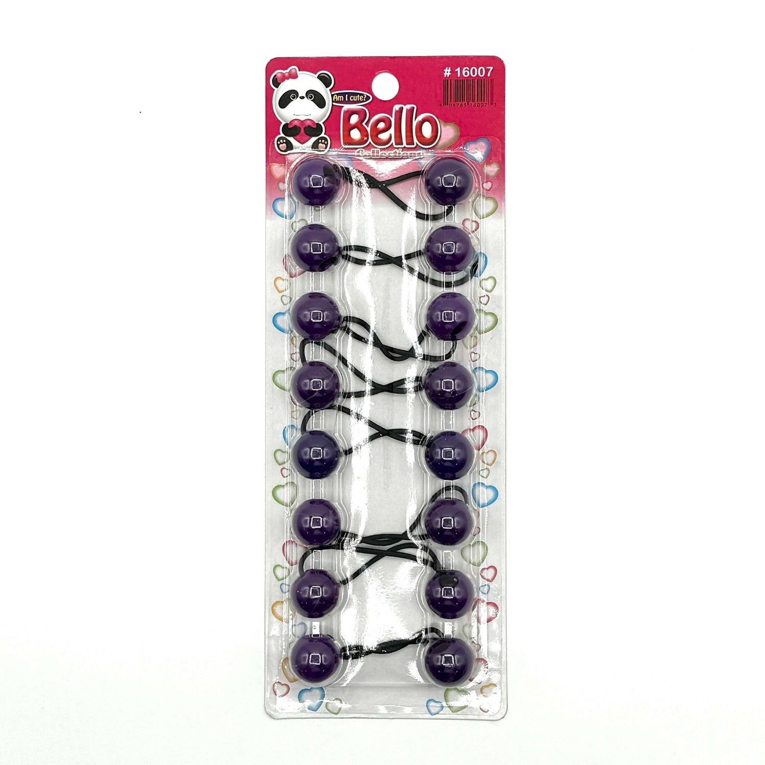 BELLO COLLECTIONS 8 BALL PONYTAIL HOLDERS PURPLE