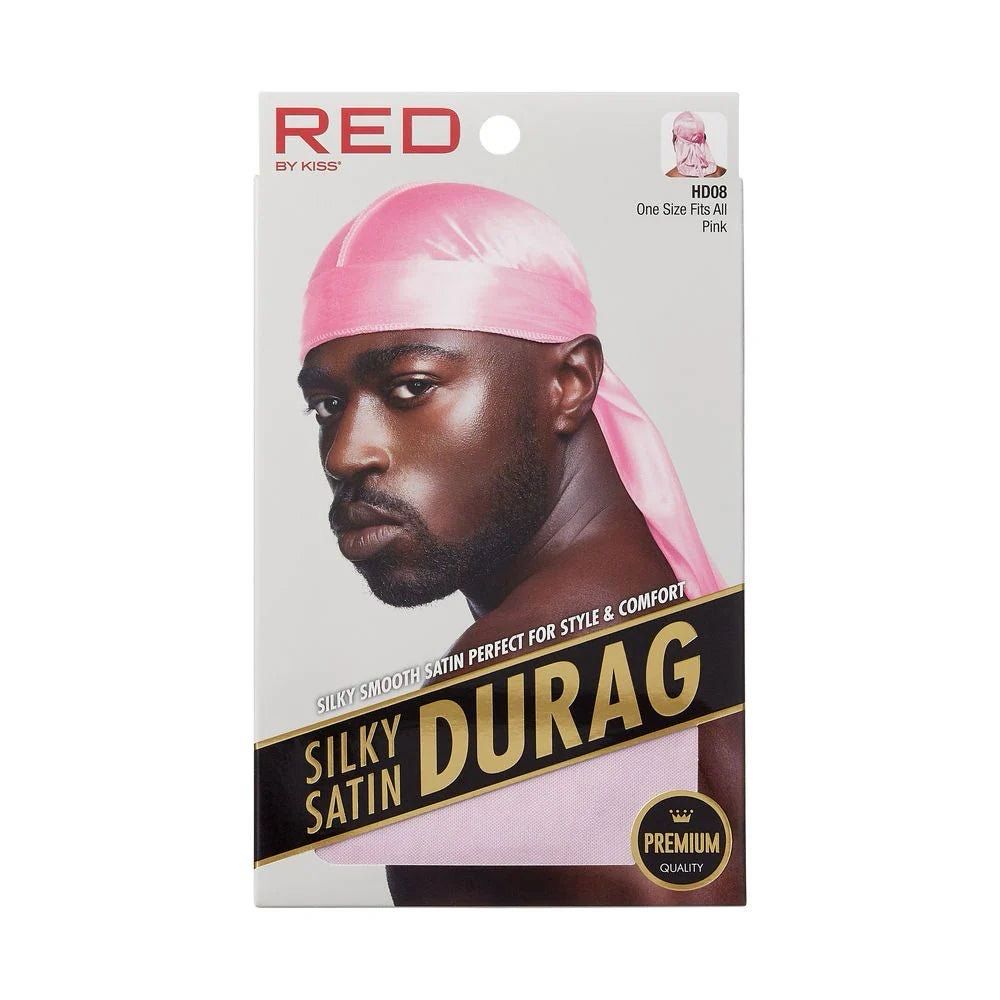 RED SILKY SATIN DURAG PINK
