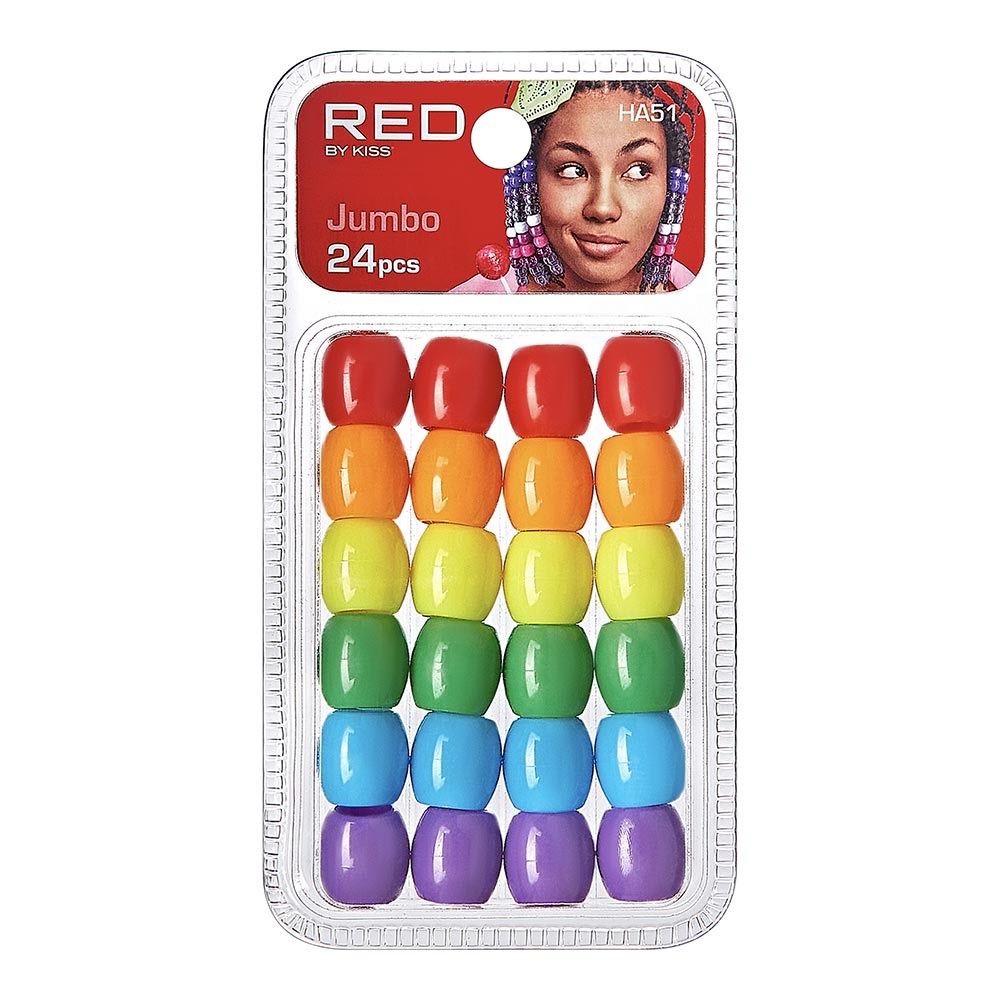 RED JUMBO HAIR BEADS 24pcs,
