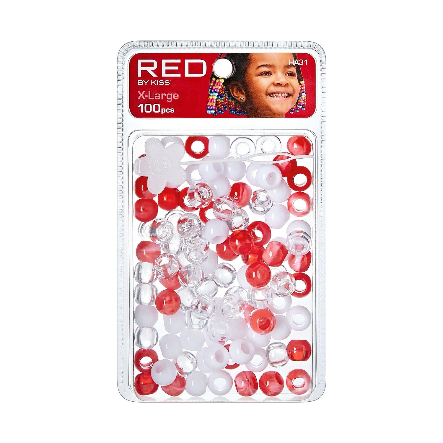 RED XL HAIR BEADS 100pcs