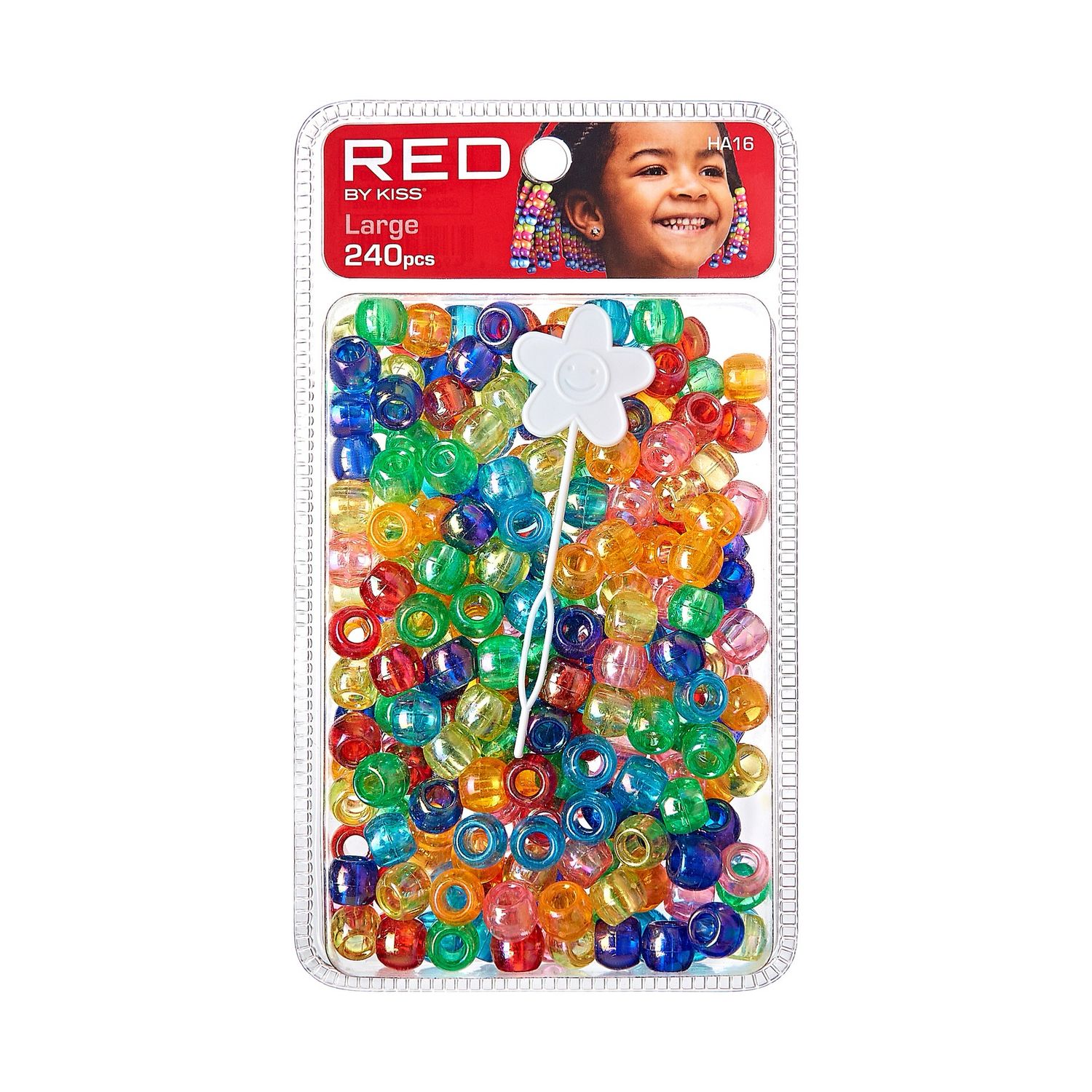 RED LARGE HAIR BEADS 240pc ASSORTED COLORS
