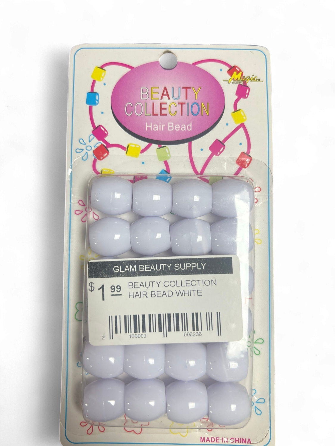 BEAUTY COLLECTION HAIR BEAD WHITE