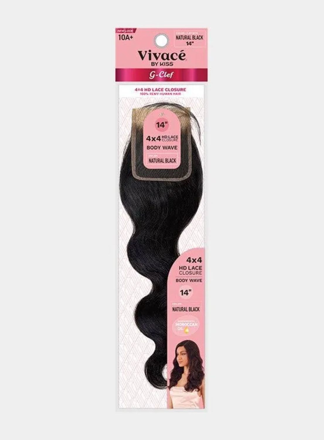 14&quot; G CLEF 4X4 CLOSURE BODY WAVE NATURAL (Brown)