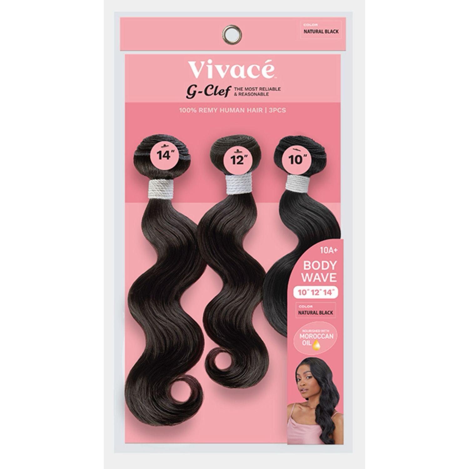 10&quot; 12&quot; 14&quot; &quot; G CLEF BODY WAVE NATURAL BLACK