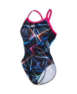 W Swimsuit Challenge Back Allover, Colour: 550 Black Multi-Freak Rose, Size: 26
