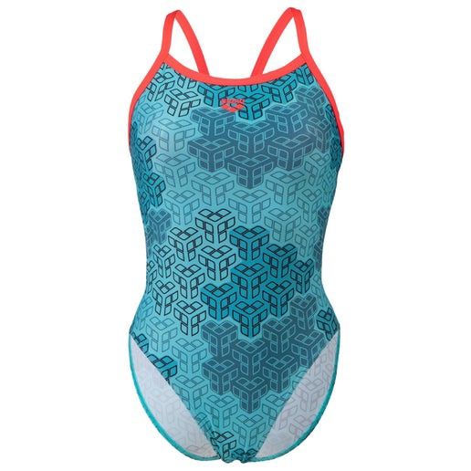 W Camo Kikko Swimsuit Challenge Back, Colour: 480 Fluo Red-Water Multi, Size: 32