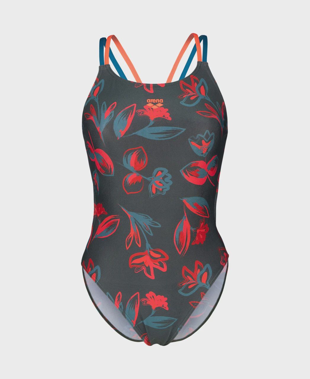 Women&#39;s Floral Swimsuit Lace Plus Back, Colour: 696 Dark Sage Multi-Bright Coral-Blue Cosmo, Size: 26