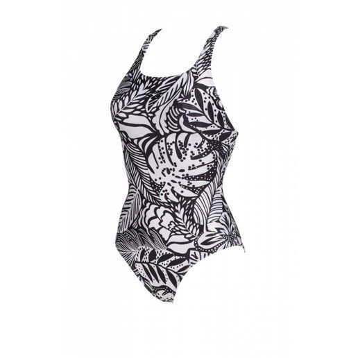 Women&#39;s swimsuit swim pro back allover, Size: 38, Colour: 510 Black Multi