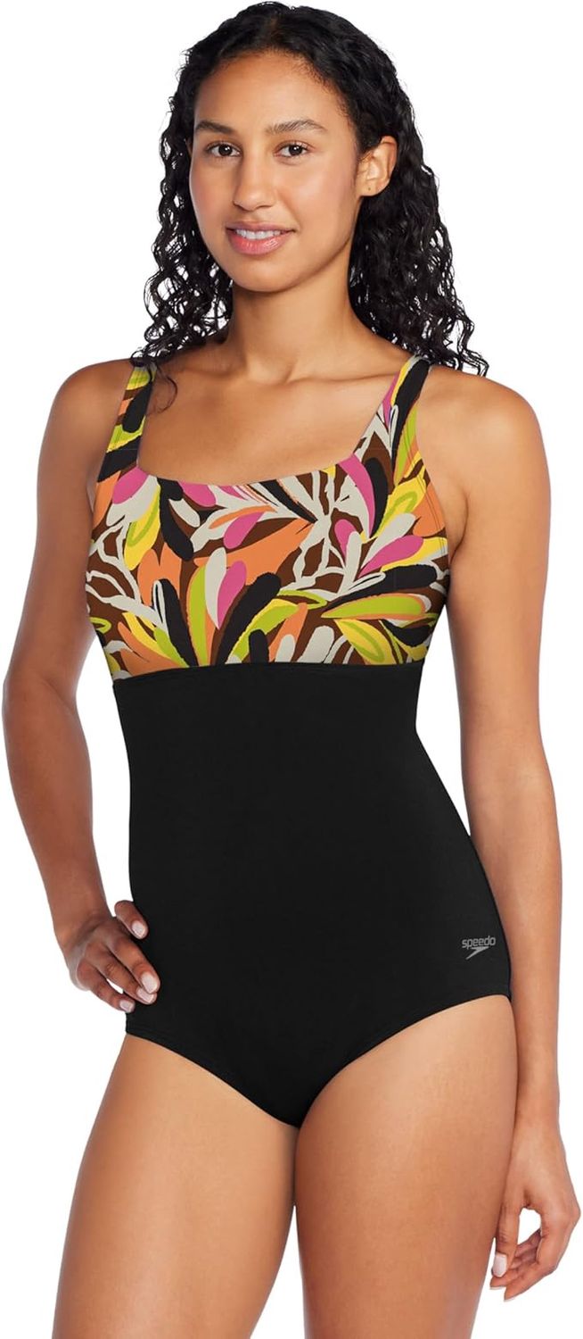 Print Blocked Square Neck, Size: 10, Colour: 492 Rose Fandango