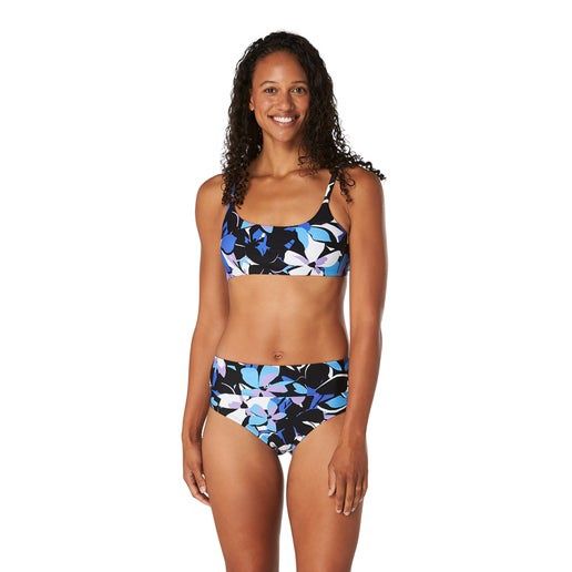 Print Double Cross Bikini Top, Colour: 366 Ceulean Blue, Size: Large
