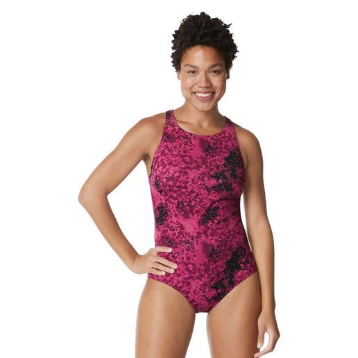 Print High Neck 1 PC, Size: 10, Colour: 510 Festival Fuchsia