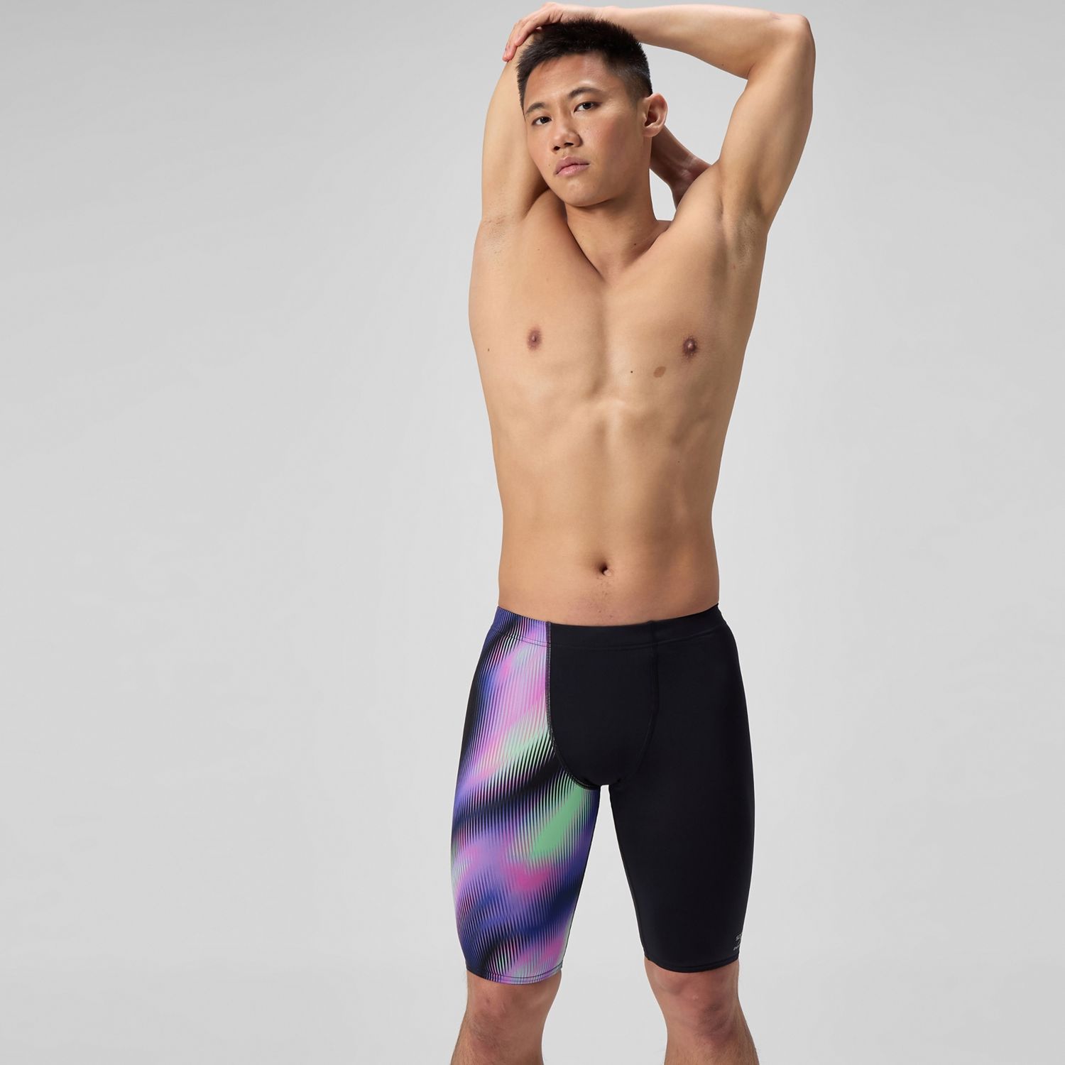 Speedo Male One-Leg Printed Jammer, Colour: 400 Blurry Glass/Black, Size: 30
