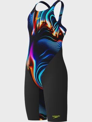 Speedo Fastskin CAN LZR Pure Valor 2.0 Closedback Kneeskin, Colour: Black/Molten Blur, Size: 23