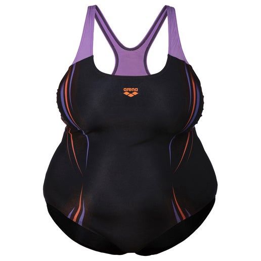 Arena W Spikes Swimsuit Swim Pro Back Plus, Colour: 590 Black/Lavanda, Size: 44-46