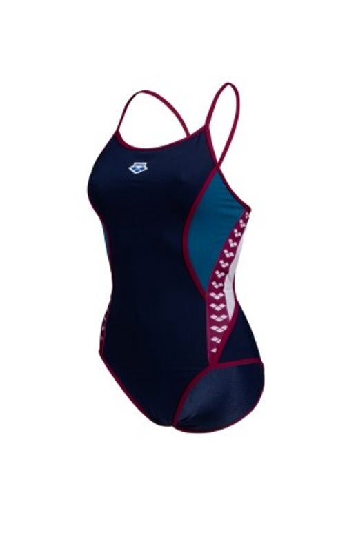 Arena Women's Arena Icons swimsuit Super Fly Back, Colour: 761 Navy-Blue Cosmo-White-Red, Size: 32