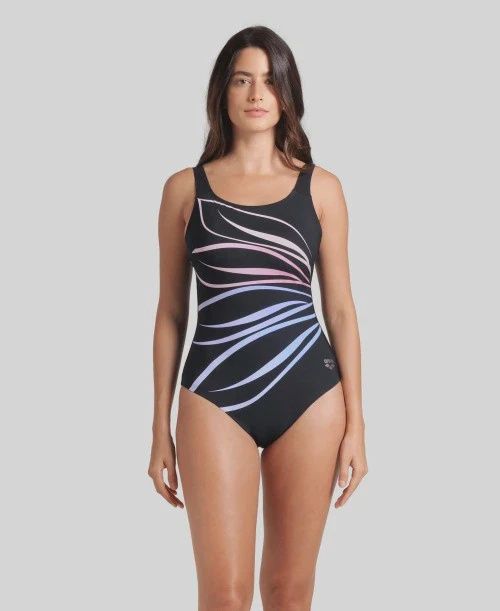 Arena Women's Susana Swimsuit U back C Cup, Colour: 550 Black Multi-Black, Size: 40