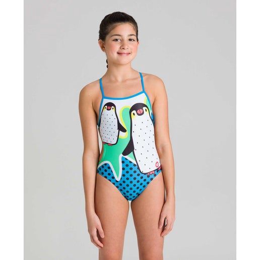 Arena G Crazy Penguins Jr Lightech Back, Colour: 580 Black-Turquoise, Size: 24Jr