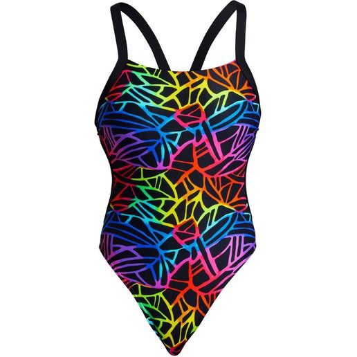 Funkita Brace Free One Piece, Colour: Rainbow Web, Size: Ladies 8
