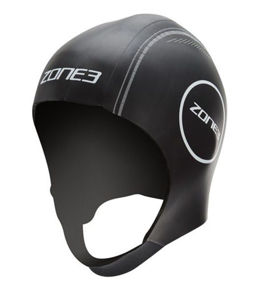 Zone3 Neoprene Swim Cap, Colour: Black/Silver, Size: Small
