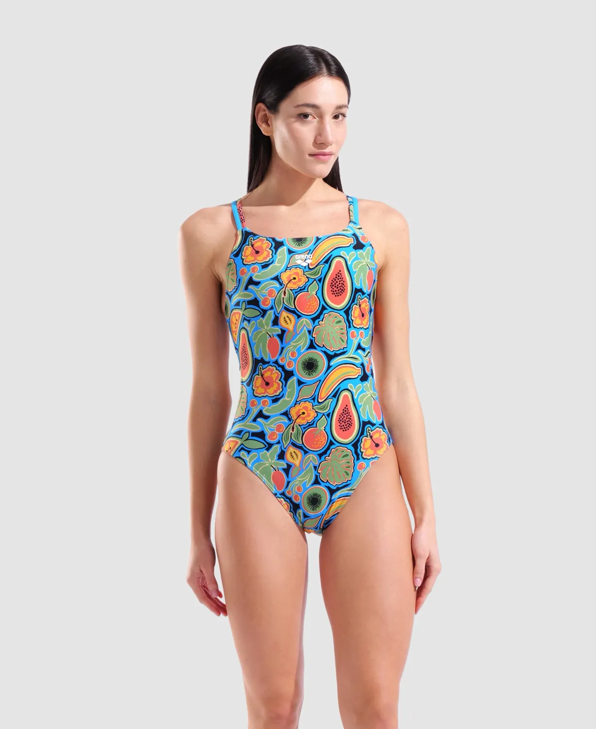 Arena Women's Fruits Swimsuit Lace Plus back, Colour: 775 Multi-Turquoise-Multi, Size: 30
