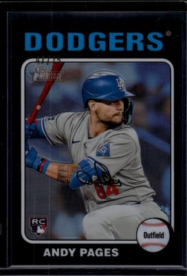 2024 Topps Heritage #696 Andy Pages Chrome Black Refractor #/75