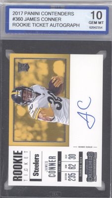 2017 Panini Contenders #360 James Conner Rookie Ticket Autograph ISA 10
