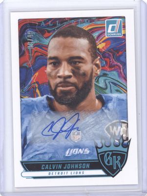 2025 Donruss #ATGK-CJN Calvin Johnson All-Time Gridiron Kings Autographs #/49