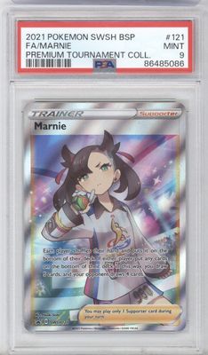 2021 Pokemon SWSH BSP #121 FA/Marnie Premium Tournament Collection PSA 9