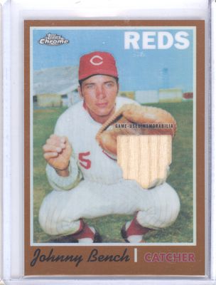 2020 Topps Chrome Johnny Bench Chrome Relic RRCR-JB Orange Refractor /25