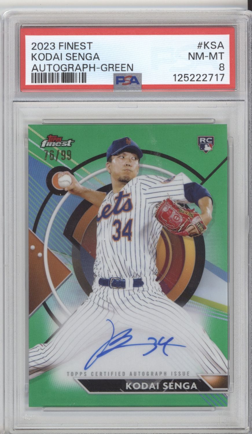 2023 Finest #KSA Kodai Senga Autograph green /99 PSA 8