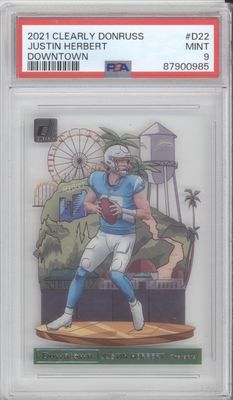 2021 Clearly Donruss #D-22 Justin Herbert Downtown PSA 9
