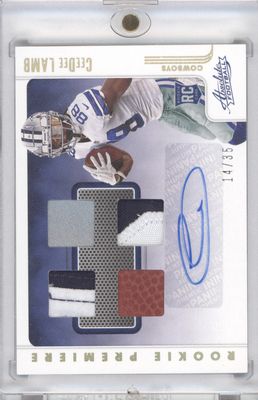 2020 Panini Absolute #206 CeeDee Lamb Rookie Premiere Materials Autos Jumbo #/35