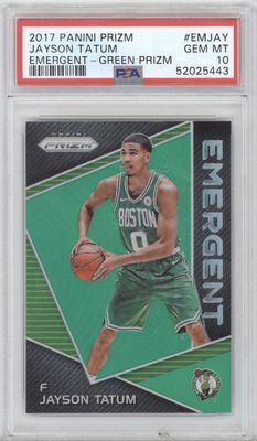 2017-18 Panini Prizm #EM-JAY Jayson Tatum Emergent Prizms Green PSA 10