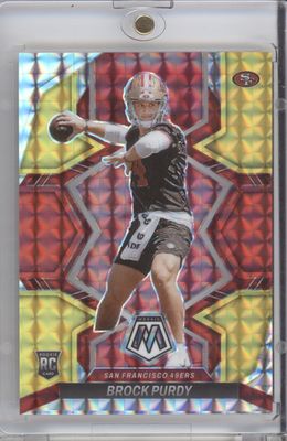 2022 Panini Mosaic #367 Brock Purdy Mosaic Choice Fusion Red and Yellow #/80