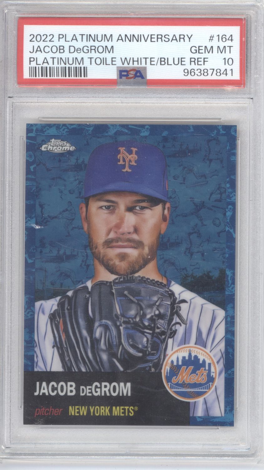 2022 Topps Chrome Platinum #164 Jacob deGrom Blue Prism Refractor /199 PSA 10