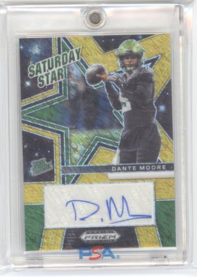 2025 Dante Moore Prizm Draft Picks Sunday Star Gold Shimmer Auto /10