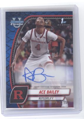 2024-25 Bowman University Chrome Ace Bailey Prospects Autographs Blue Scale /150