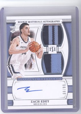 2024 National Treasures Zach Edey Rookie Materials Autograph /99