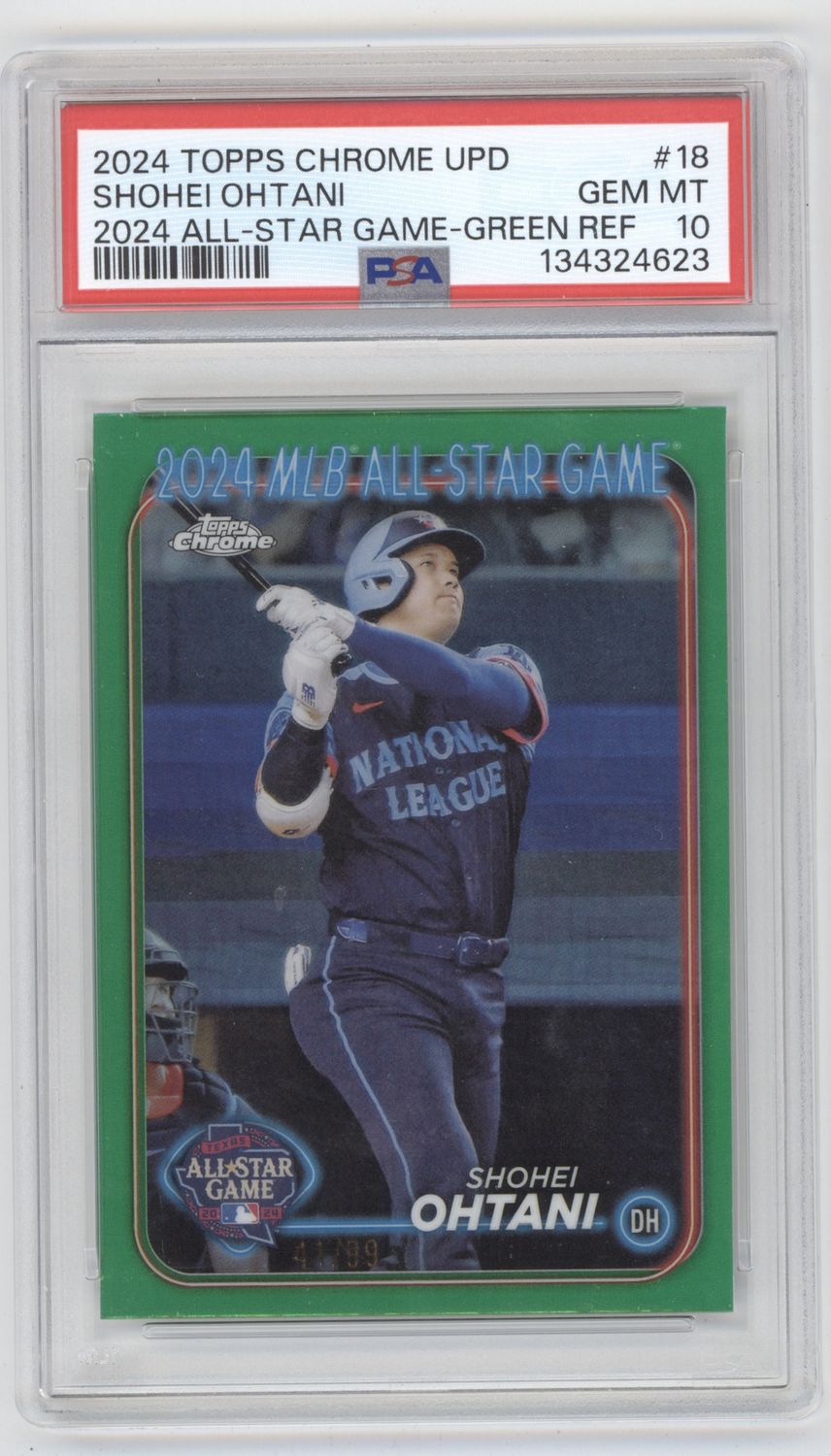 2024 Topps Chrome Update Shohei Ohtani 2024 All Star Game Green Refractor PSA 10