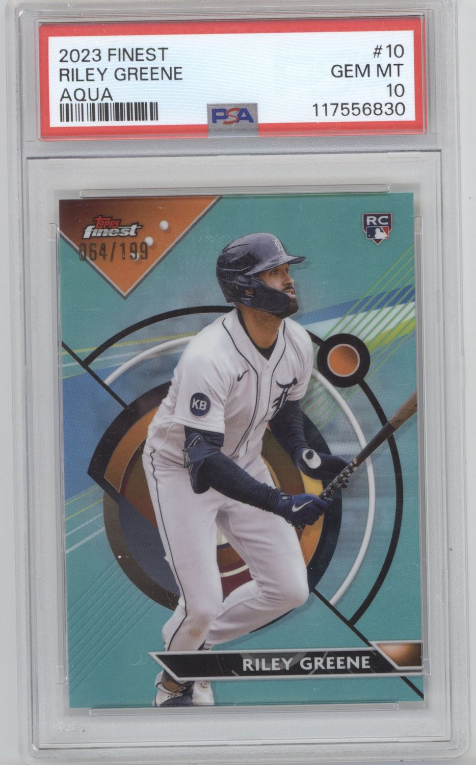 2023 Topps Finest Riley Green Aqua /199 PSA 10