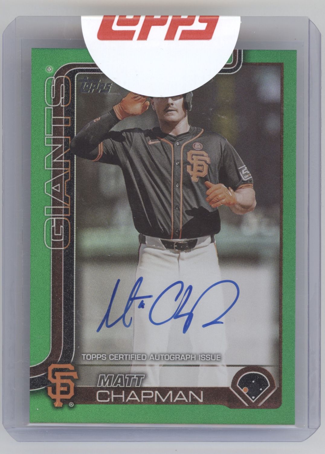 2025 Topps #221 Matt Chapman Flagship Real One Autographs Green Foil #/99