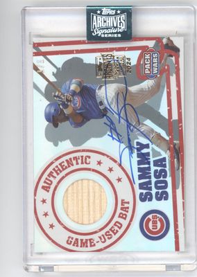 2005 Topps Pack Wars #PWR-SS Sammy Sosa Game Used Bat Autograph 1/1