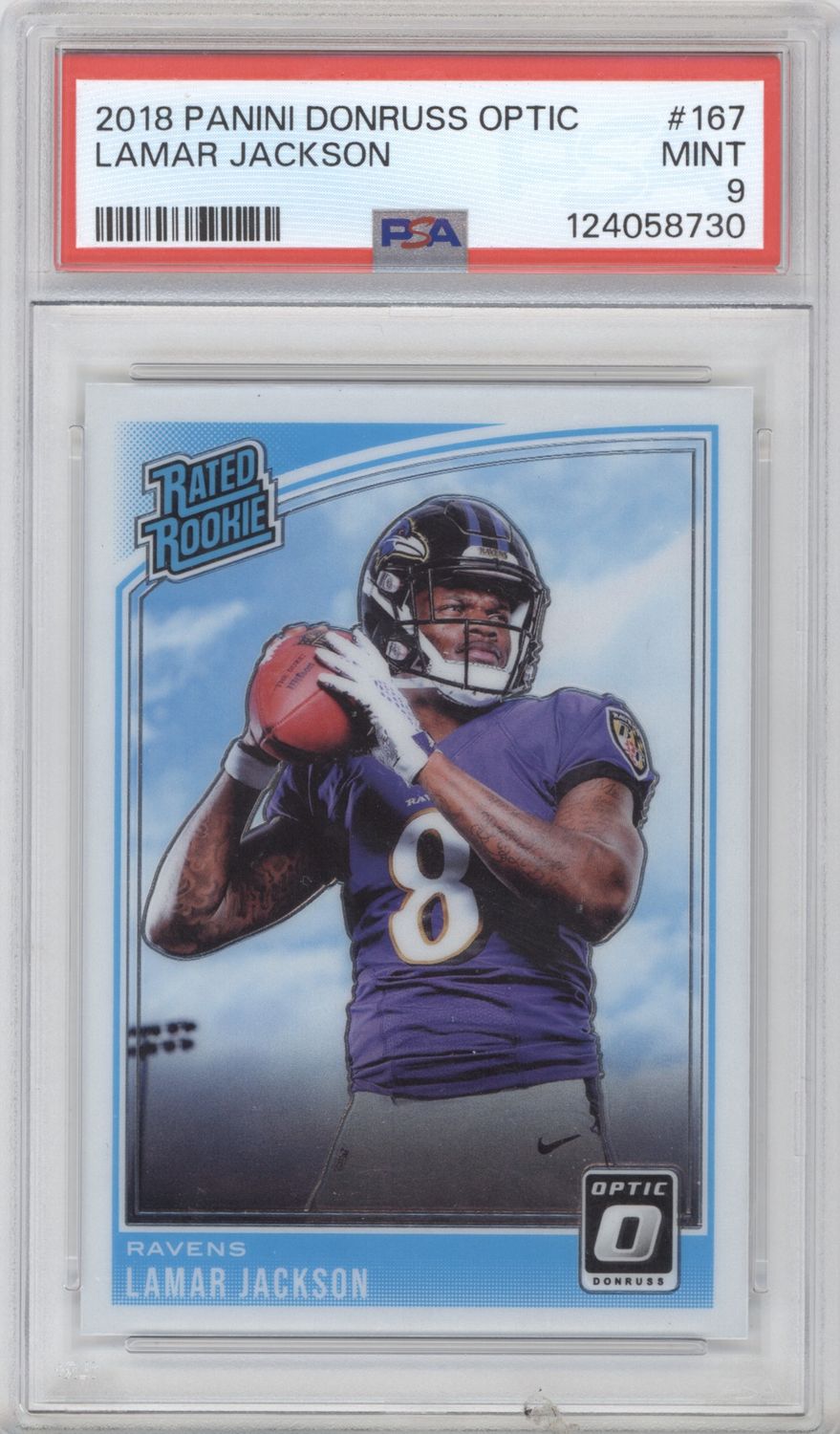 2018 Donruss Optic #167 Lamar Jackson PSA 9