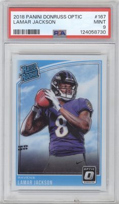 2018 Donruss Optic #167 Lamar Jackson PSA 9
