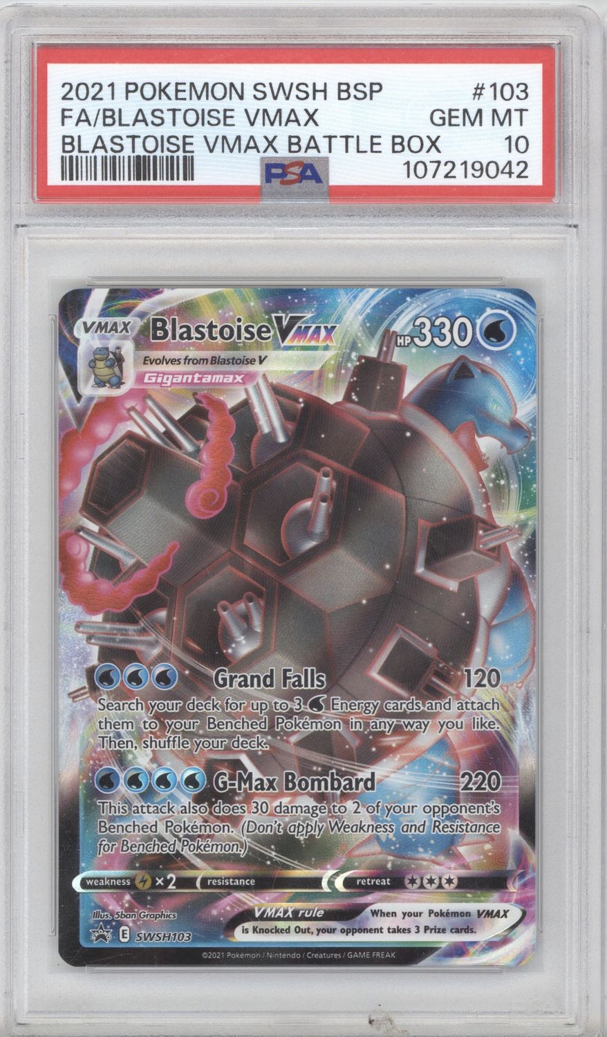 Blastoise VMAX - SWSH103 - SWSH: Sword &amp; Shield Promo Cards (SWSD) PSA 10